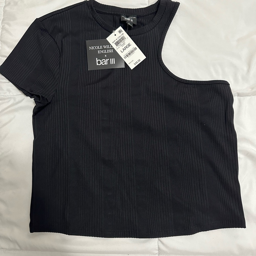 One shoulder women’s stretchy black top